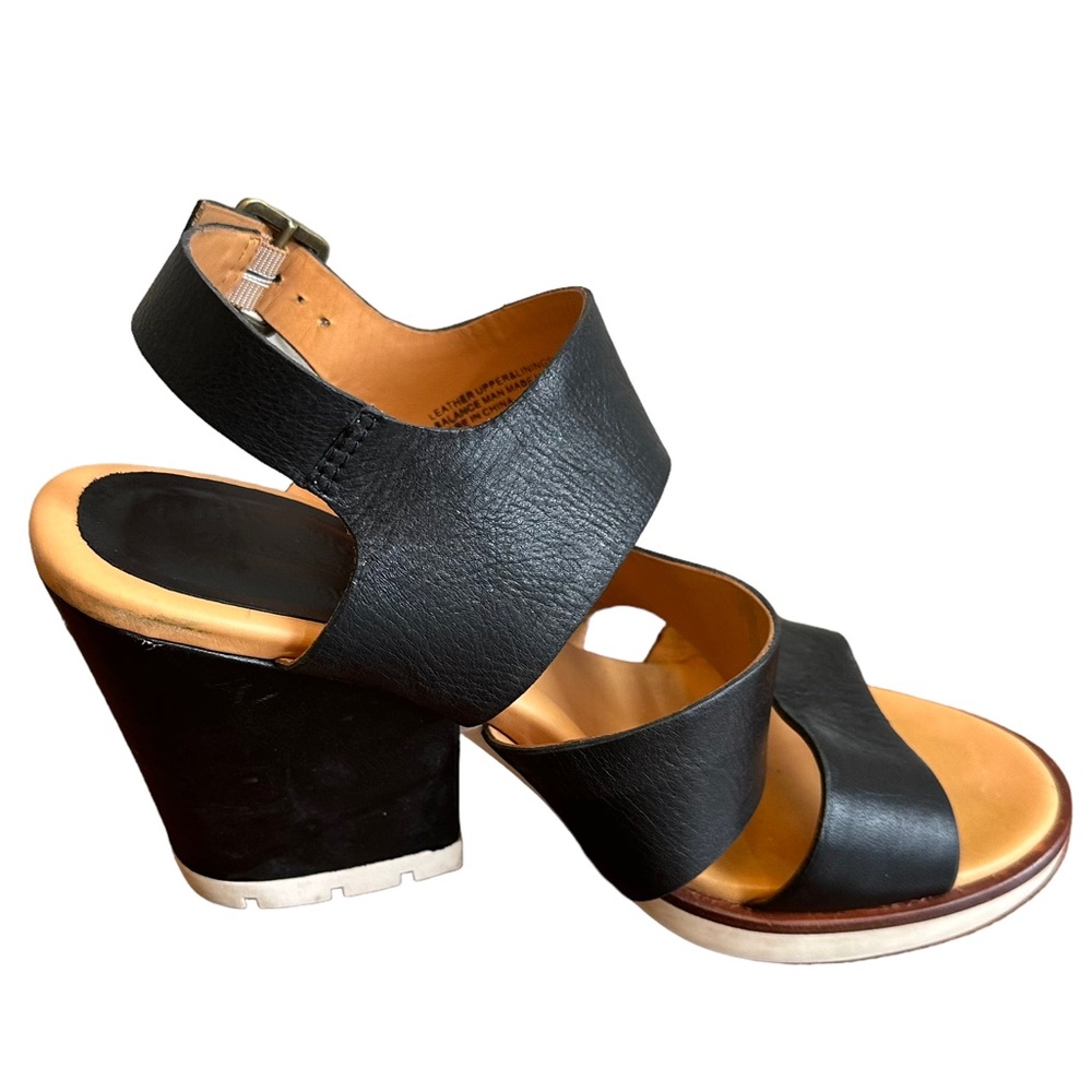 Kork- Ease Two Tone Black and Brown Leather Upper Sandals with Heel Size: 10M